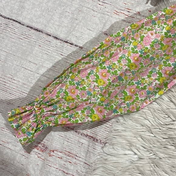 With Jéan Fonda Floral Off Shoulder Smocked Top in Pansies - Picture 10 of 11